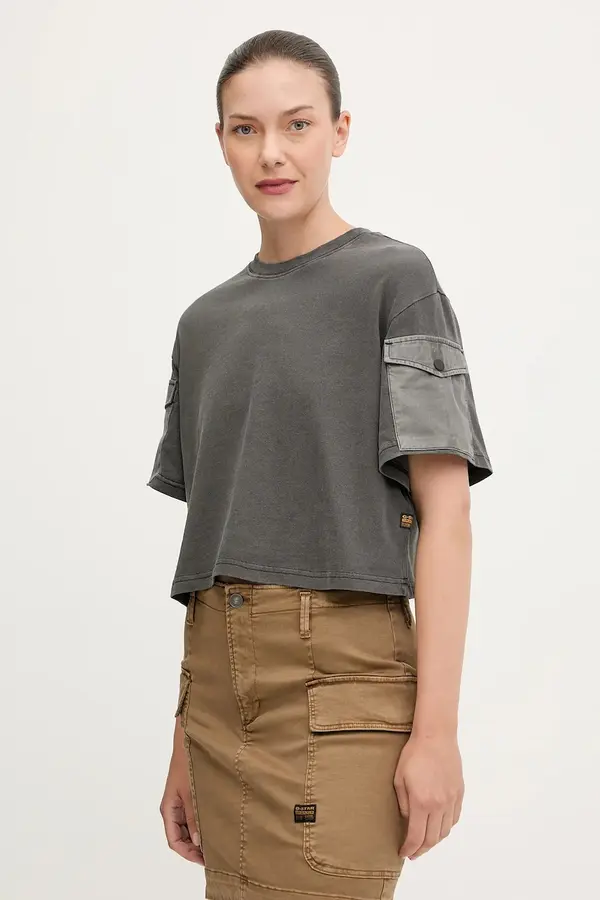 G-Star G-Star Bombažna kratka majica G-Star Washed mix boxy cropped