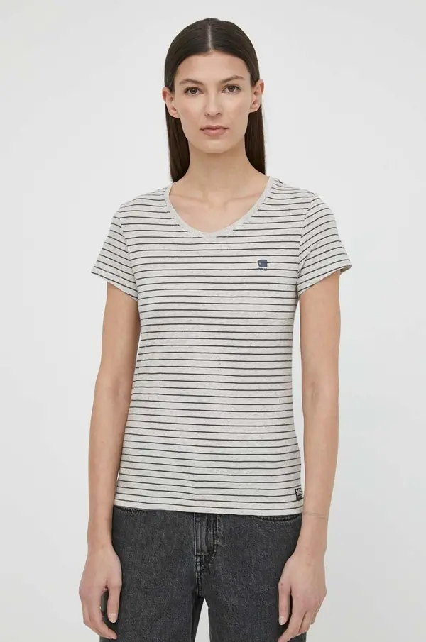 G-Star G-Star kratka majica ženska bombažna Stripe eyben slim v t 2.0