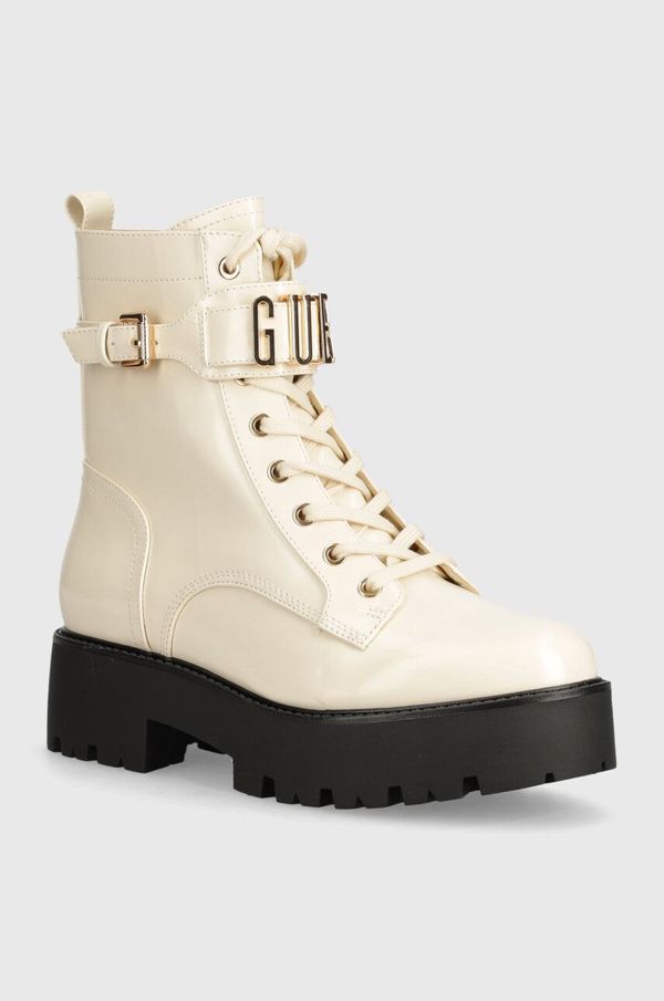 Guess Gležnarji Guess VAIRES ženski, bež barva, FLTSOM PAT10