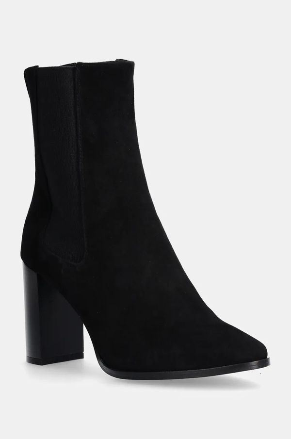 Calvin Klein Gležnarji iz nubuka Calvin Klein HEEL CHELSEA BOOT 85 SUE črna barva, HW0HW02192