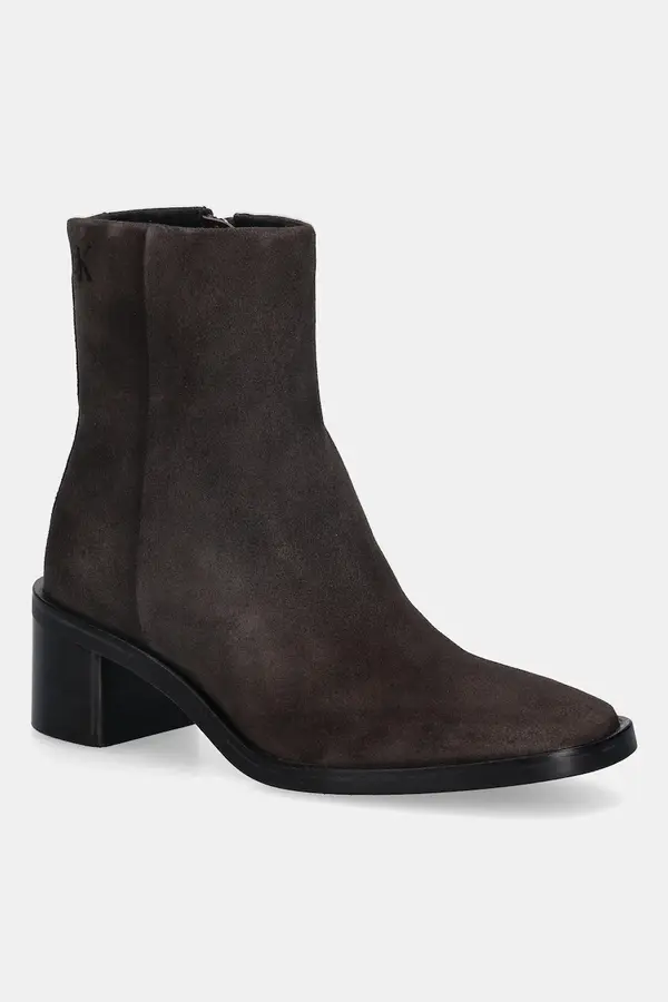 Calvin Klein Gležnarji iz semiša Calvin Klein BLOCK HEEL ZIP BOOT SUE