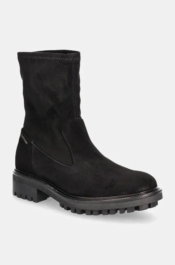Calvin Klein Gležnarji iz semiša Calvin Klein FLAT SOCK BOOT SUE MIX