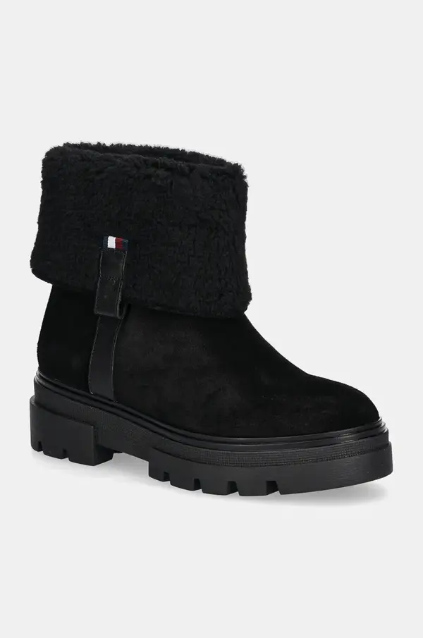 Tommy Hilfiger Gležnarji iz semiša Tommy Hilfiger FAUX FUR SUEDE ROLL-DOWN BOOT