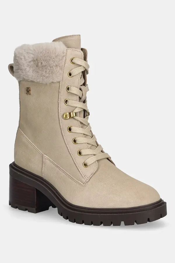 Tommy Hilfiger Gležnarji iz semiša Tommy Hilfiger TH SHEARLING LACE UP BOOT