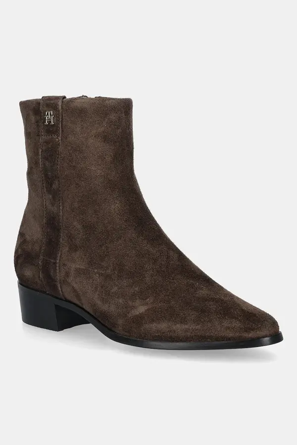 Tommy Hilfiger Gležnarji iz semiša Tommy Hilfiger TH SUEDE POINTY ZIP BOOTIE