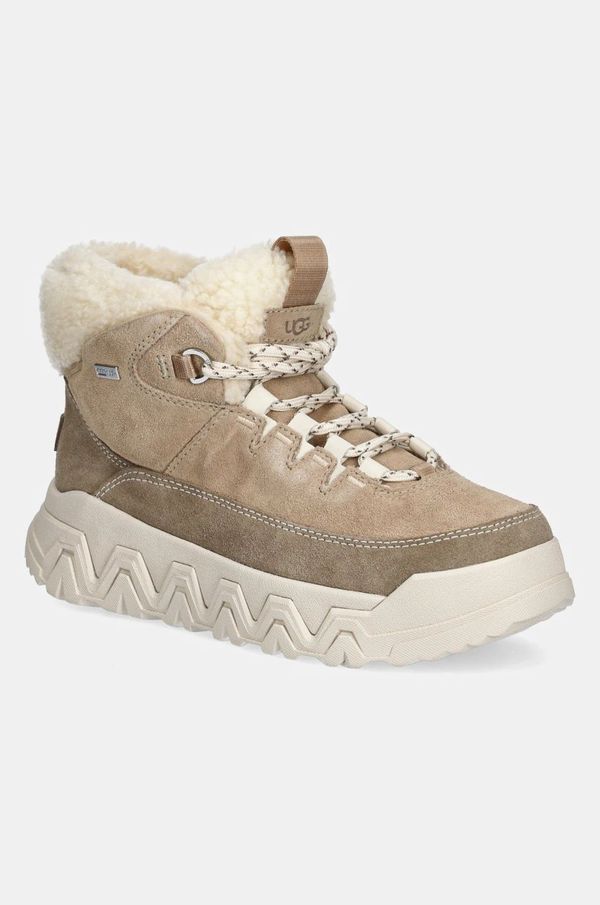 Ugg Gležnarji iz semiša UGG Terretrail Cozy Lace ženski, zelena barva, 1158210-SAN