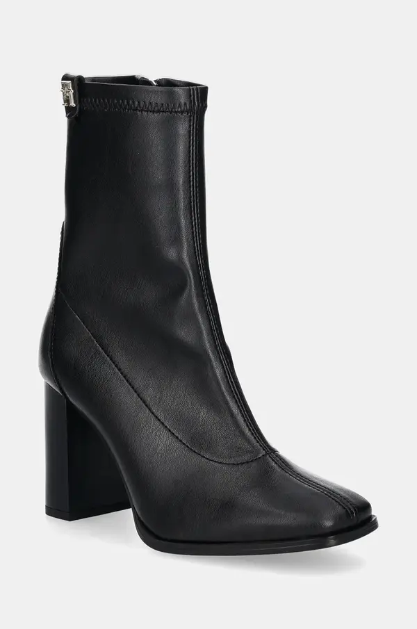 Tommy Hilfiger Gležnarji Tommy Hilfiger PARTY LEATHER SOCK HEEL BOOTIE
