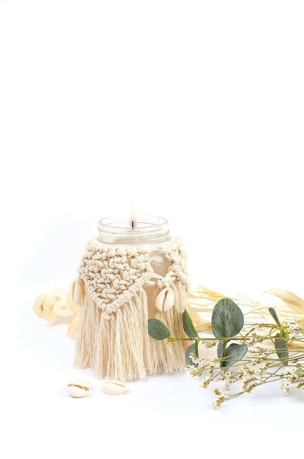 Graine Creative Graine Creative DIY komplet za izdelavo sveč iz makrame materiala Bohemian Macrame Candle