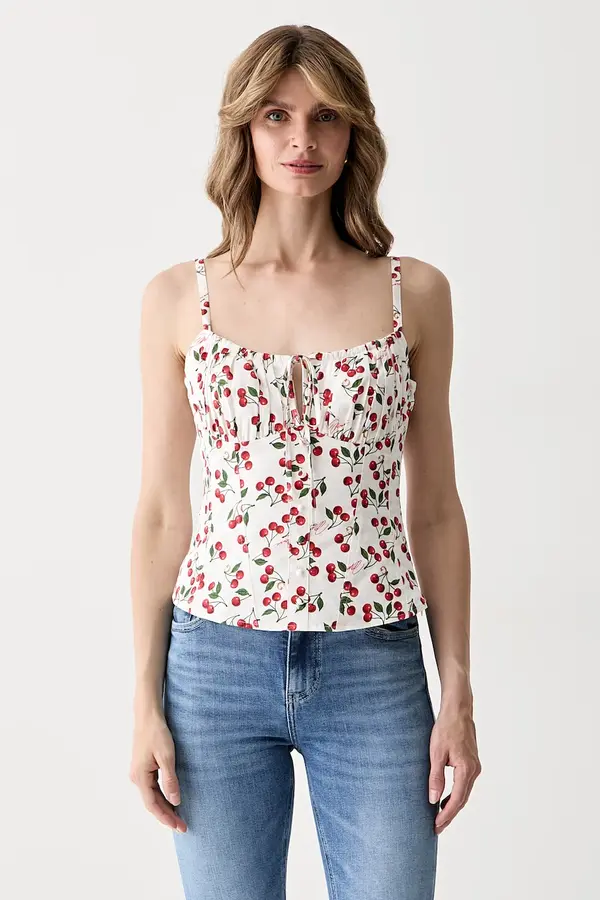 Guess Guess bluza z naramnicami ženska bombažna z elastanom MARILYN MONROE