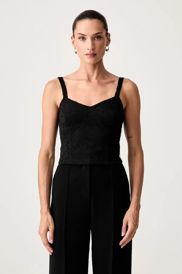 Guess Guess bluza z naramnicami ženska čipkasta KATRINA