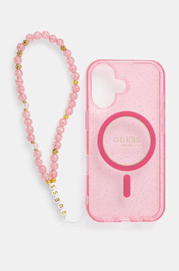 Guess Guess etui za telefon iPhone 16 roza barva