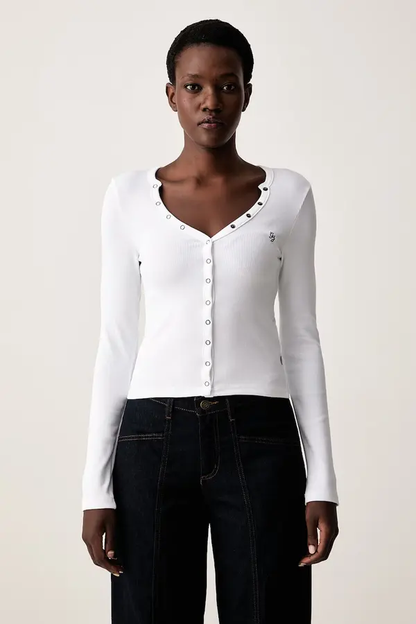 Guess Jeans Guess Jeans majica z dolgimi rokavi ženska bombažna z elastanom