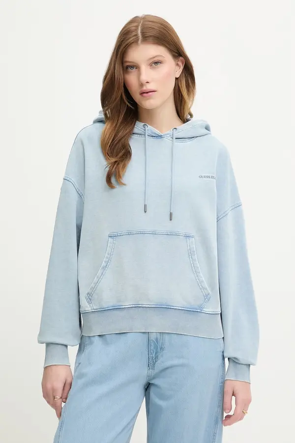 Guess Jeans Guess Jeans pulover s kapuco ženski bombažen