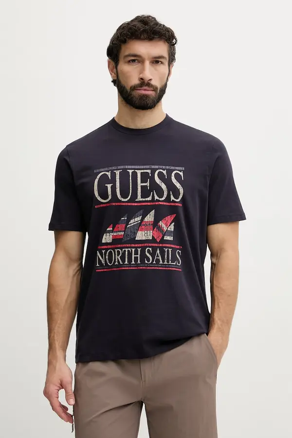 Guess Guess Kratka majica moška bombažna z elastanom x North Sails