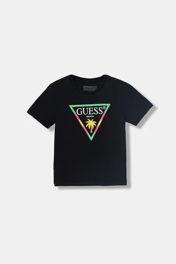 Guess Guess Kratka otroška majica iz bombaža z elastanom