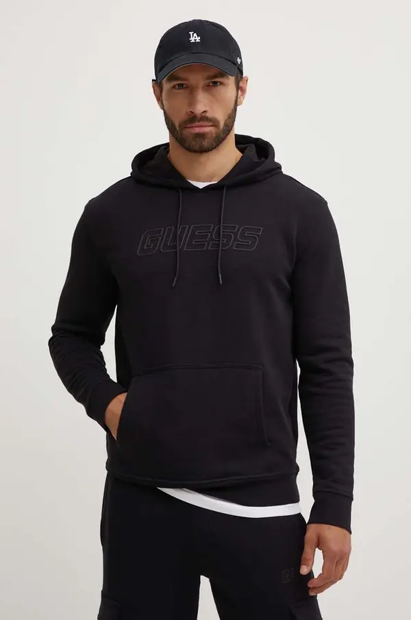 Guess Guess pulover s kapuco moški z bombažem ALDWIN