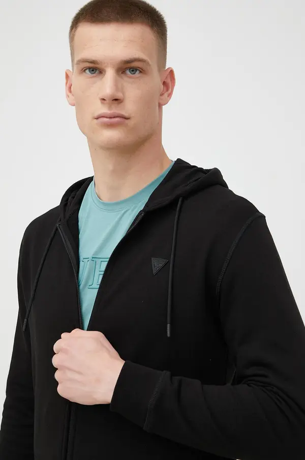 Guess Guess pulover s kapuco moški z bombažem ALDWIN