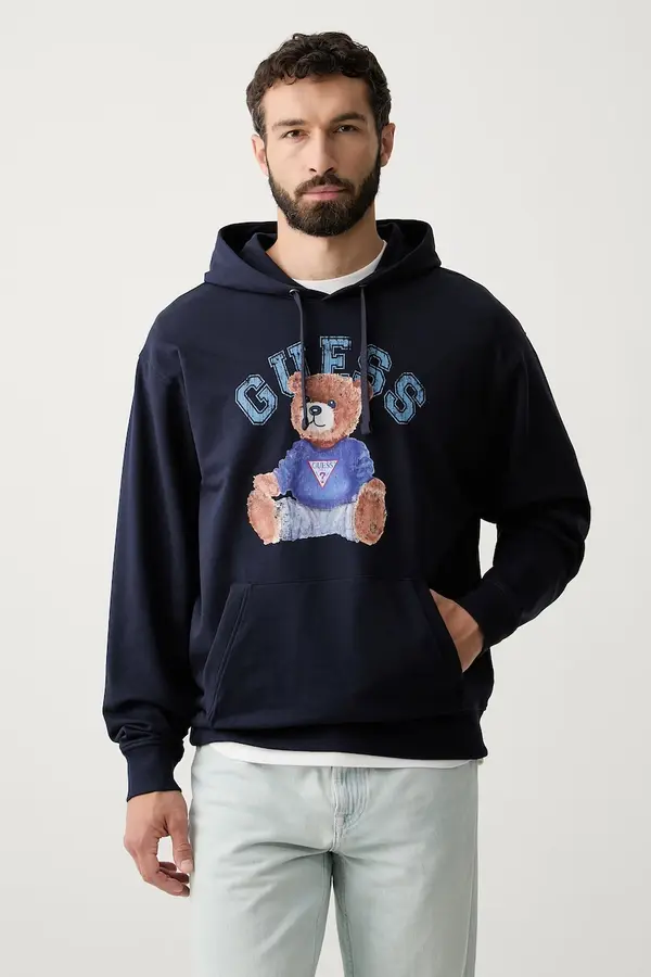 Guess Guess pulover s kapuco moški z bombažem