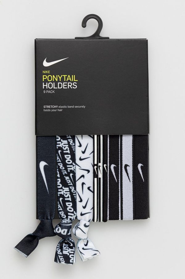 Nike Gumice za lase Nike (9-pack) črna barva