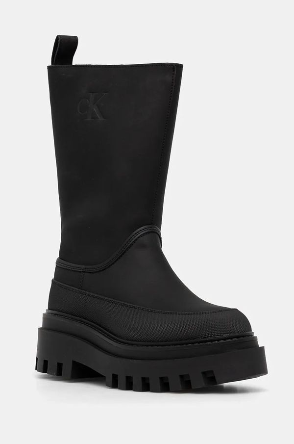 Calvin Klein Jeans Gumijasti škornji Calvin Klein Jeans FLATFORM RAINBOOT HIGH MG R ženski, črna barva, YW0YW01559