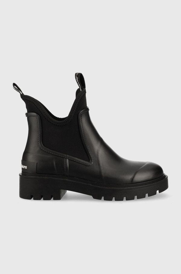Calvin Klein Jeans Gumijasti škornji Calvin Klein Jeans Yw0yw01034 Bds Chelsea Rain Boots ženski, črna barva