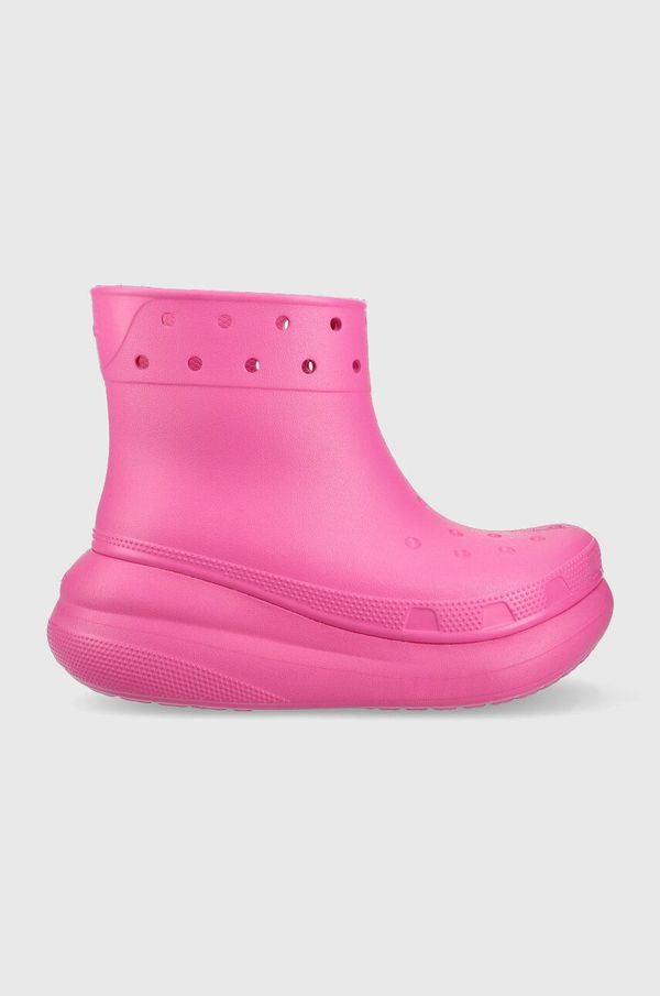Crocs Gumijasti škornji Crocs Classic Crush Rain Boot ženski, roza barva, 207946