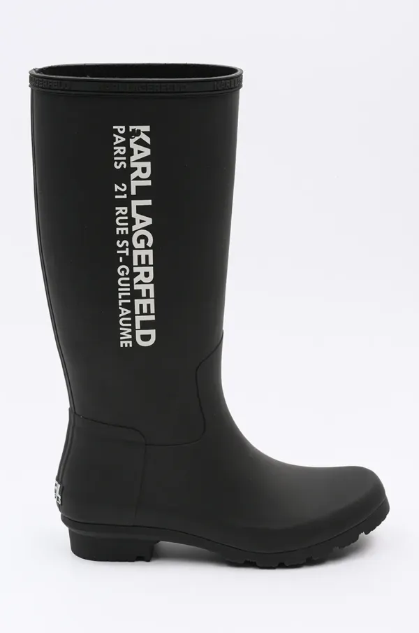 Karl Lagerfeld Gumijasti škornji Karl Lagerfeld KALOSH ženski, črna barva, KL47085