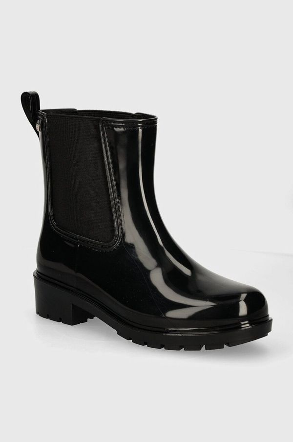 Tommy Hilfiger Gumijasti škornji Tommy Hilfiger FLAG RAINBOOT ženski, črna barva, FW0FW08213