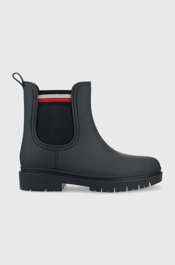 Tommy Hilfiger Gumijasti škornji Tommy Hilfiger Rain Boot Ankle Elastic ženski, mornarsko modra barva