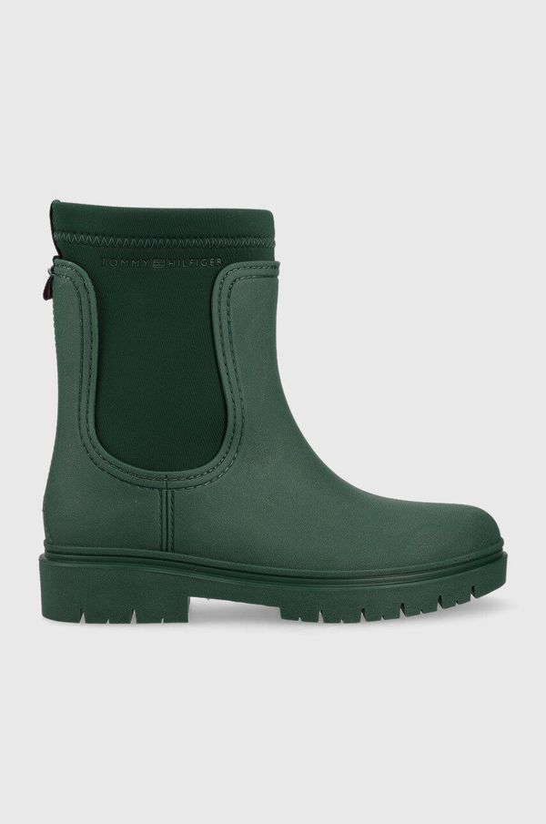 Tommy Hilfiger Gumijasti škornji Tommy Hilfiger Rain Boot Ankle ženski, zelena barva
