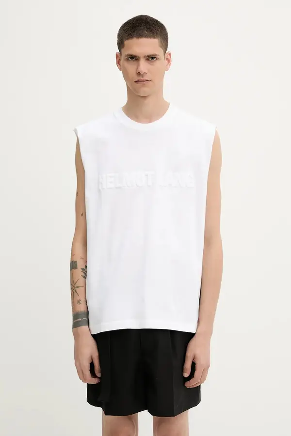 Helmut Lang Helmut Lang Bombažna kratka majica Helmut Lang EMBOSSED.TANK.ROUNDE