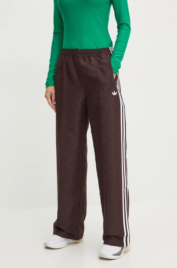 adidas Originals Hlače adidas Originals Oversized Monogram Track Pant ženske, rjava barva, JN8304