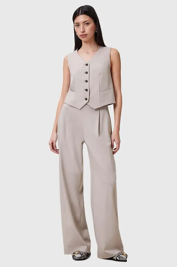 AllSaints Hlače AllSaints ALEIDA ženske, bež barva, W037QC