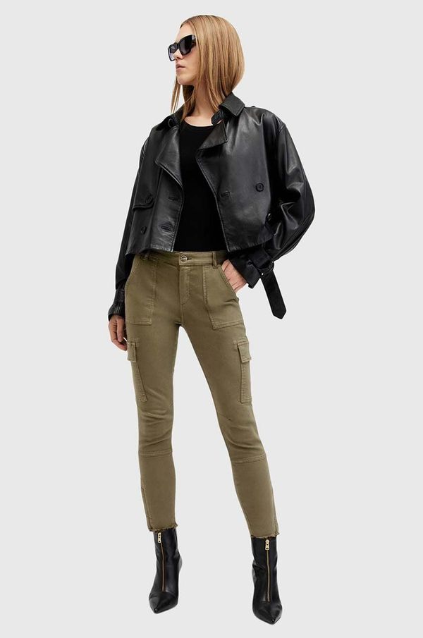 AllSaints Hlače AllSaints DURAN SKINNY CARGO ženske, zelena barva, W064EB