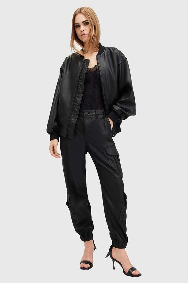 AllSaints Hlače AllSaints HIMARI CARGO TROUSER ženske, črna barva, W003TC