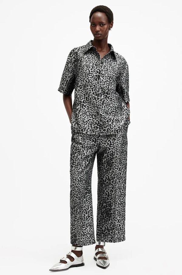 AllSaints Hlače AllSaints JEMI ženske, srebrna barva, W052TB