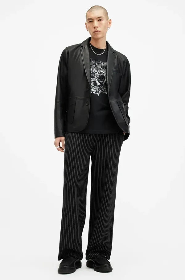 AllSaints Hlače AllSaints SINCLAIR moške, črna barva, M016TB