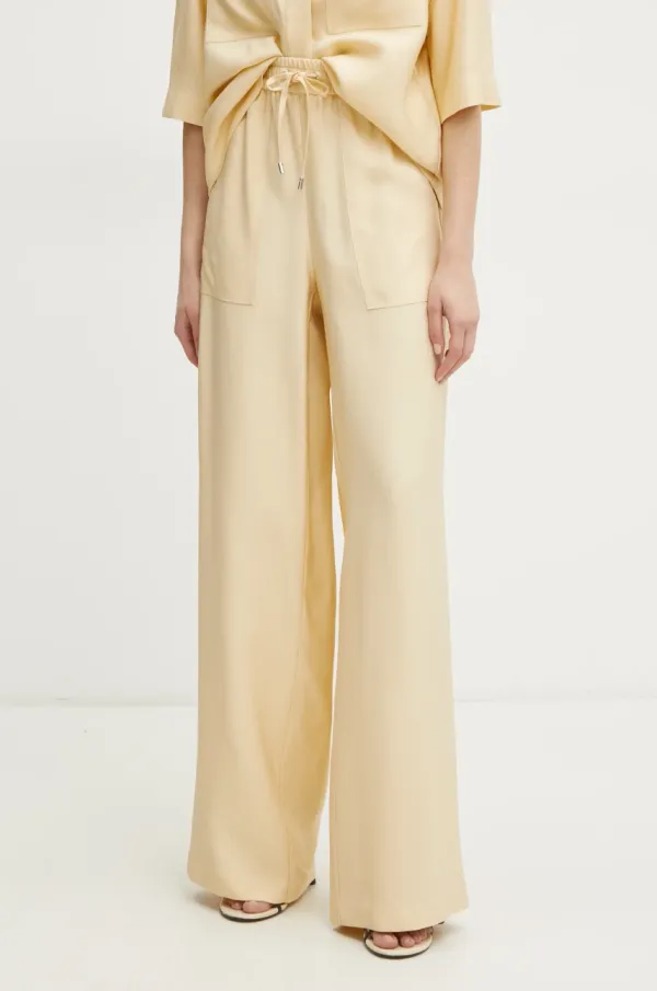 BOSS Hlače BOSS ženske, bež barva, 50530552