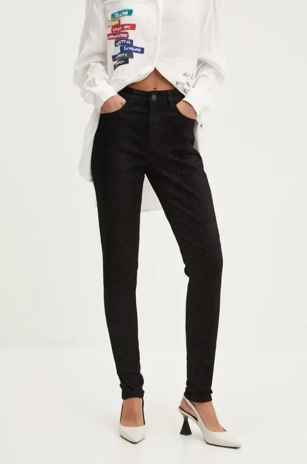 Desigual Hlače Desigual ELBA ženske, črna barva, 24WWPW35