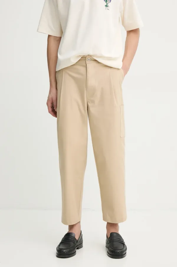 Drôle de Monsieur Hlače Drôle de Monsieur Le Pantalon Cropped Twill moške, bež barva, F-BP155-CO206-BG