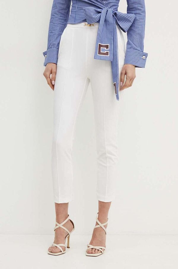 Elisabetta Franchi Hlače Elisabetta Franchi ženske, bež barva, PA02346E2