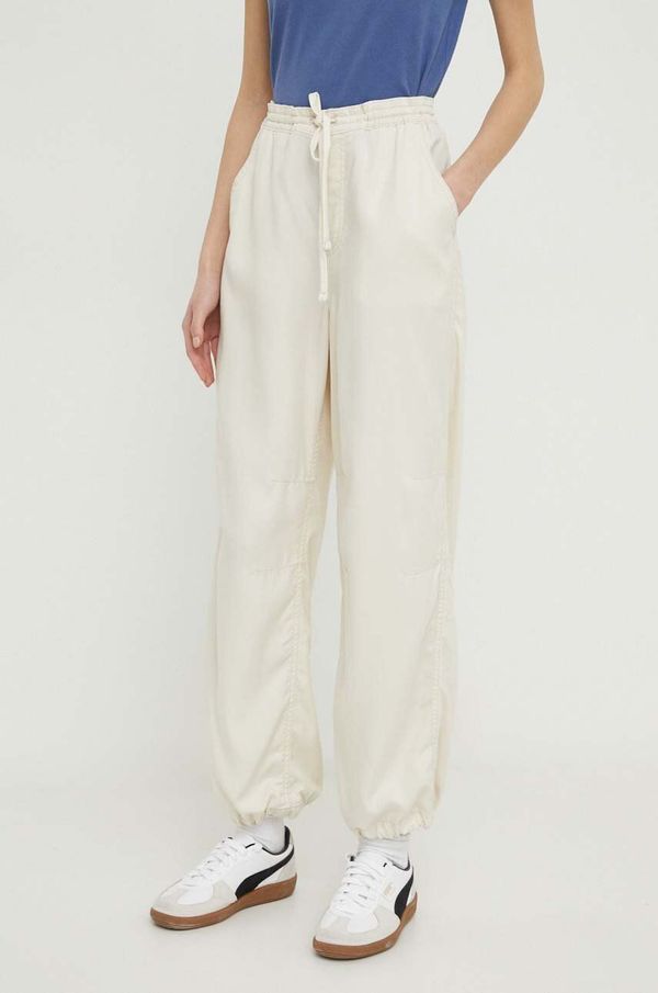 Hollister Co. Hlače Hollister Co. ženski, bež barva