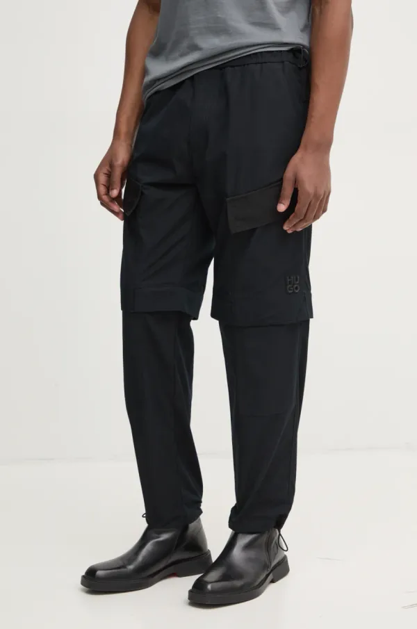 HUGO Hlače HUGO moške, črna barva, 50530824