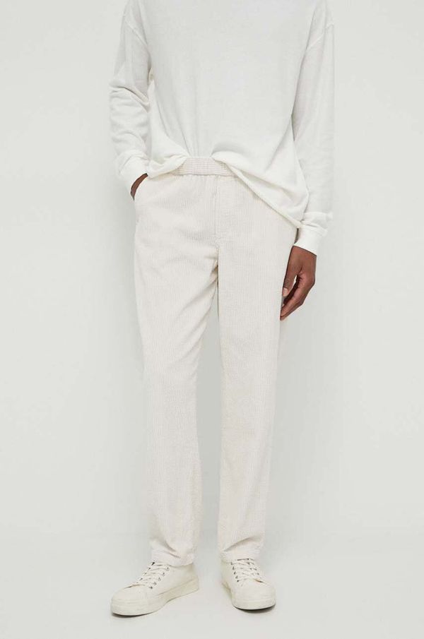 American Vintage Hlače iz rebrastega žameta American Vintage JOGGING bež barva MPADO10AE24