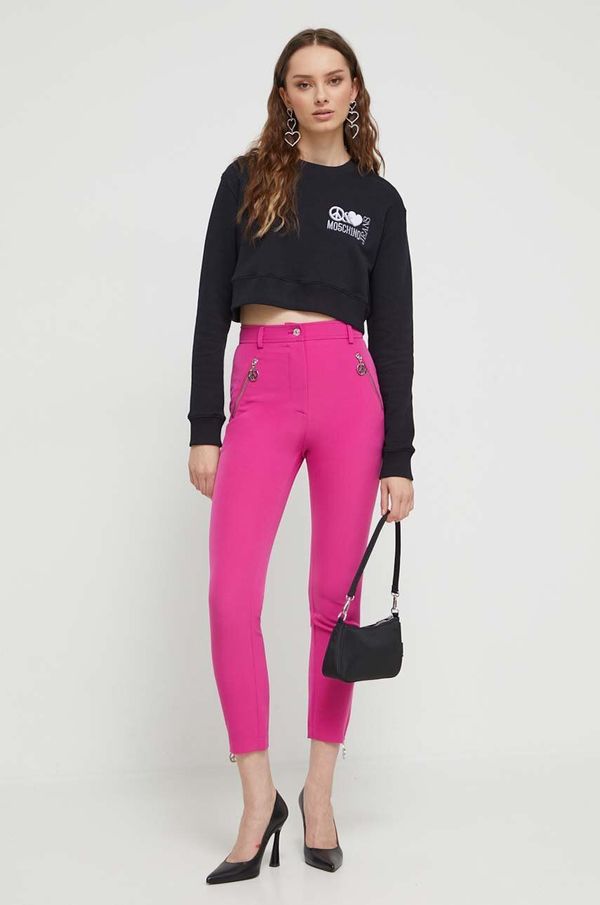 Moschino Jeans Hlače Moschino Jeans ženski, roza barva