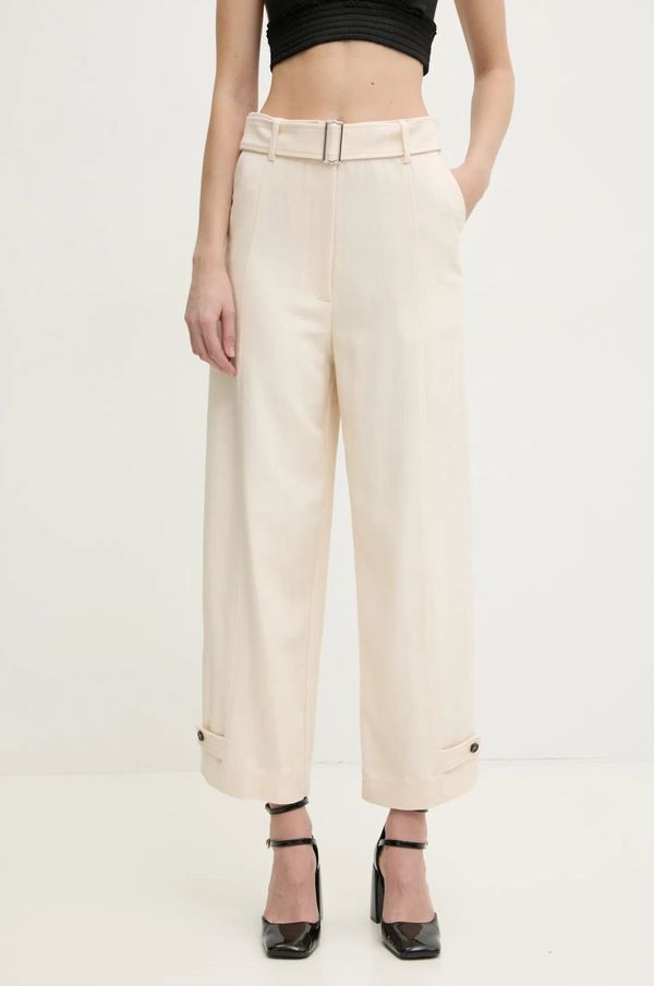 MSGM Hlače MSGM ženske, bež barva, 3841MDP09.257106