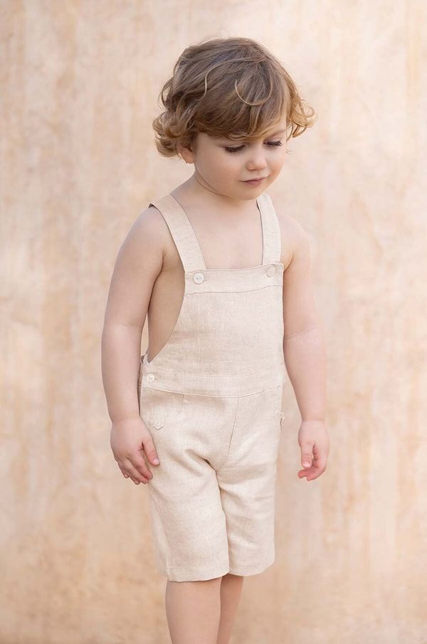 TARTINE ET CHOCOLAT Hlače na naramnice za dojenčke Tartine et Chocolat bež barva