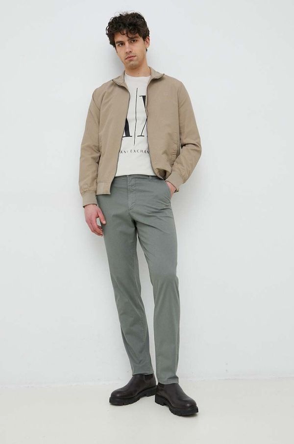 Pepe Jeans Hlače Pepe Jeans Harrow Poplin moške, zelena barva