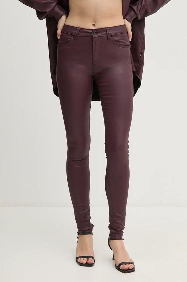 Pepe Jeans Hlače Pepe Jeans SKINNY JEANS MW ženske, bordo barva, PL204728YH7