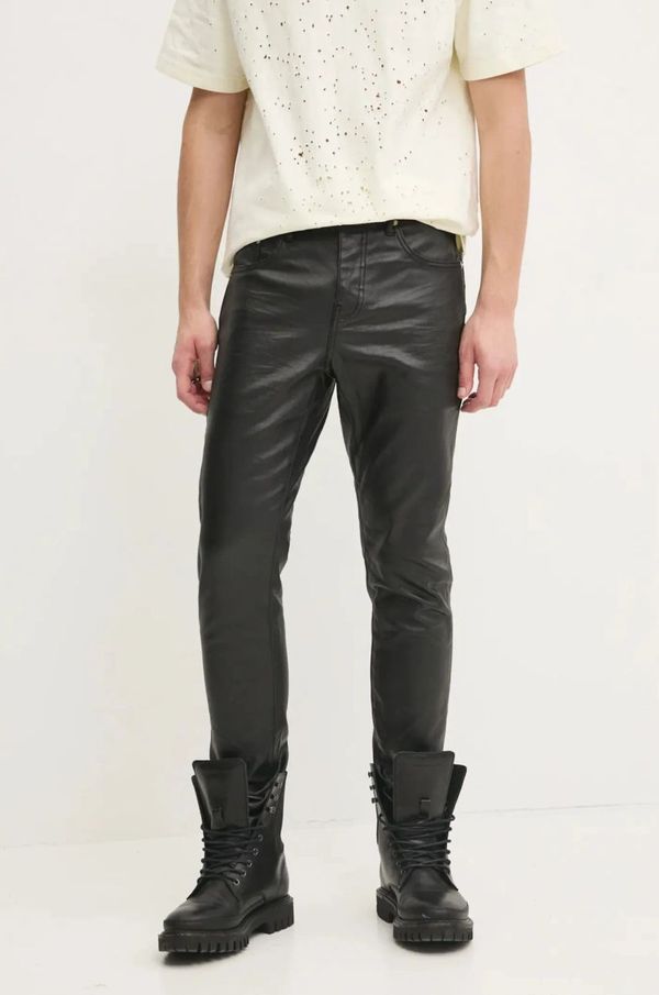 PURPLE BRAND Hlače PURPLE BRAND PATENT FILM moške, črna barva, P001-PFBL423